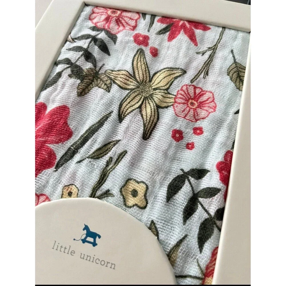 Cotton Muslin Crib Sheet Primrose Patch Floral Baby New white Little Unicorn